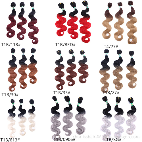 Wholesale Natural ombre Body Wave Hair Bundles Black Curly Weave Wavy Synthetic Hair Extensions For Women Hair Bundles